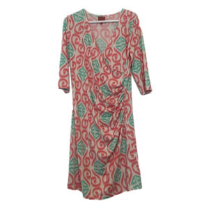 Tracy Negoshian Pink and Green Dress, Large